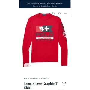 Polo Ralph Lauren Shirt Men's Medium Slalom Suisse Ski Spell Out Olympics